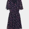 Anna Field V-NECK SLEEVE DRESS - Freizeitkleid - Dark Blue/pink
