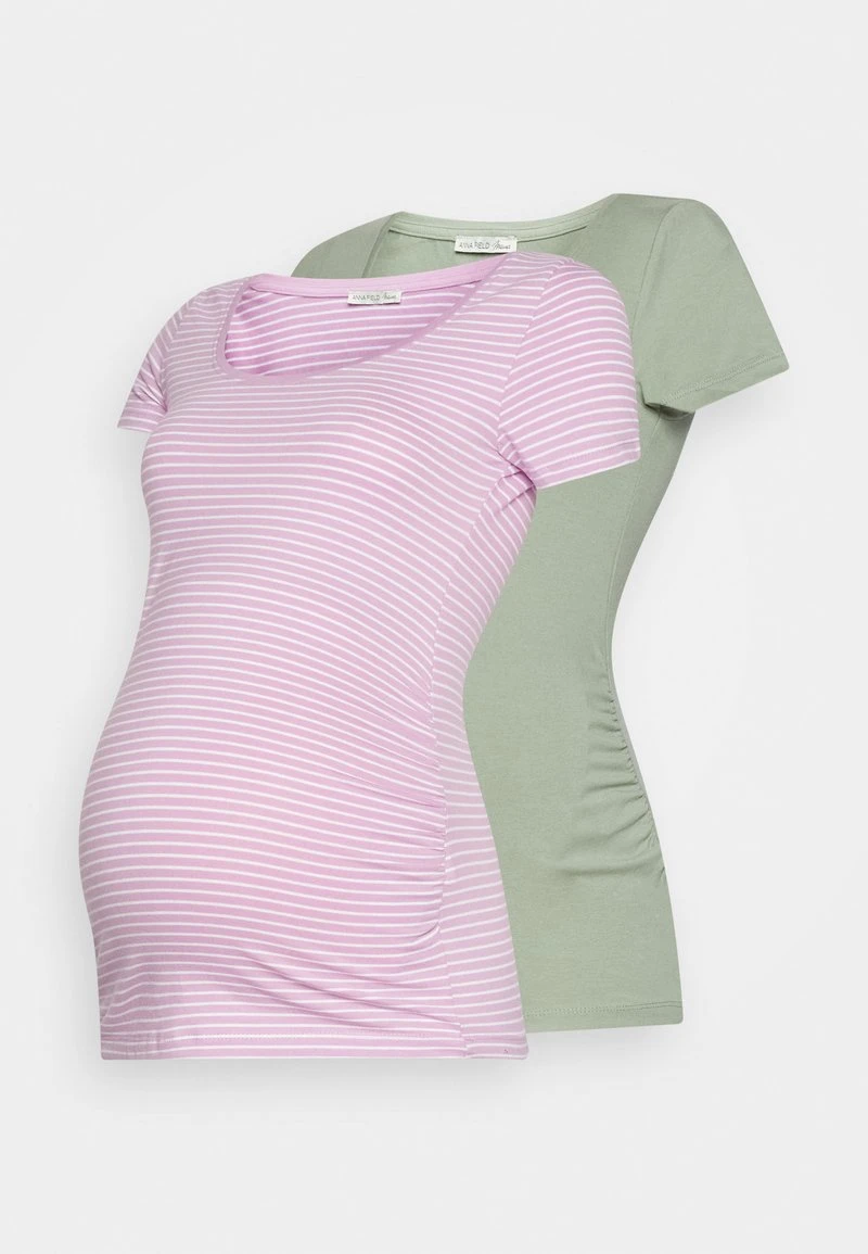 2 PACK - T-Shirt Print - Purple/white/teal 1 2 PACK - T-Shirt Print - Purple/white/teal