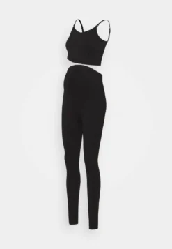 SET NURSING FUNCTION CROP TOP & LEGGINGS - Leggings - Hosen - Black