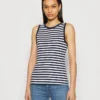 Anna Field Top - Dark Blue/white