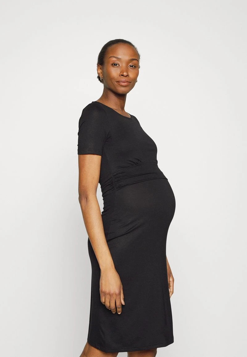 SHORT SLEEVES RUCHED WAIST MINI FLARED DRESS - Jerseykleid - Black 6 SHORT SLEEVES RUCHED WAIST MINI FLARED DRESS - Jerseykleid - Black – Bild 6