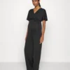 SHORT SLEEVE WRAP JUMPSUIT - Jumpsuit - Black